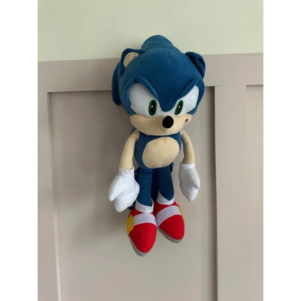 Sonic the Hedgehog Plush Backpack Blue SEGA Video Game Character 20 inch Bag